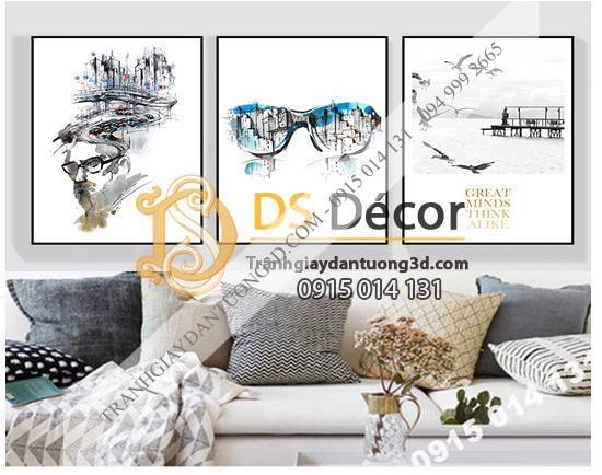 Tranh treo tường 3 bức Kính TT3D06
