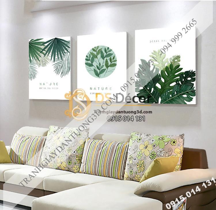 Tranh treo tường 3 bức Lá cây TT3D06