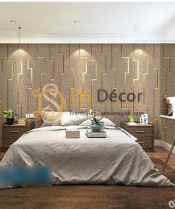 Giấy dán tường họa tiết vi mạch điện tử màu nâu