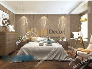 Giấy dán tường họa tiết vi mạch điện tử màu nâu