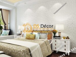 Giấy dán tường hoa cúc 3D161 màu trắng