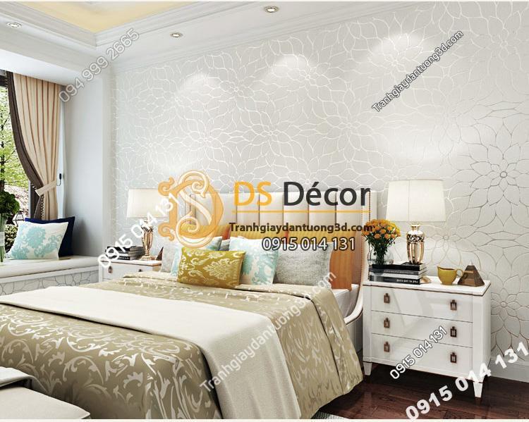 Giấy dán tường hoa cúc 3D161 màu trắng