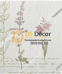 Giấy dán tường vườn hoa màu trắng và chữ 3D155