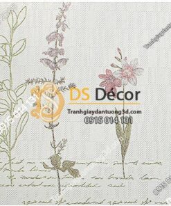 Giấy dán tường vườn hoa màu trắng và chữ 3D155