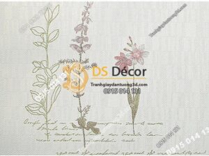 Giấy dán tường vườn hoa màu trắng và chữ 3D155