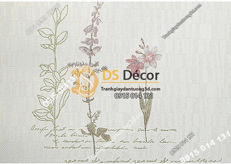 Giấy dán tường vườn hoa màu trắng và chữ 3D155