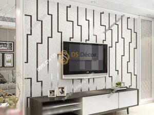 Giấy dán tường họa tiết vi mạch điện tử màu trắng
