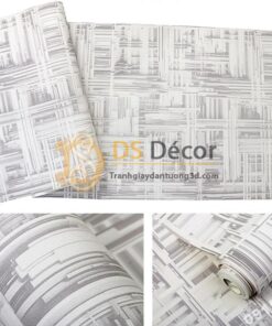 Giấy dán tường thanh sắt đan xen 3D156 màu trắng