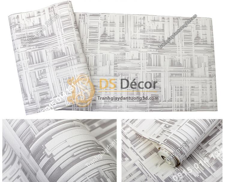 Giấy dán tường thanh sắt đan xen 3D156 màu trắng