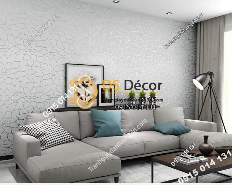 Giấy dán tường hoa cúc 3D161 màu xám