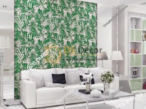 Giấy dán tường lá cọ màu xanh 3D160
