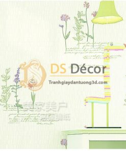 Giấy dán tường vườn hoa màu xanh và chữ 3D155