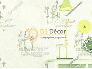 Giấy dán tường vườn hoa màu xanh và chữ 3D155