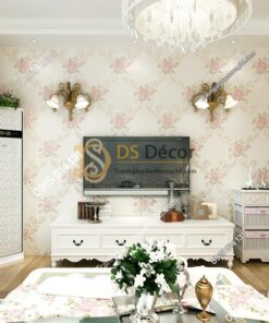 Giấy dán tường phòng khác countryside 3D149 màu hồng