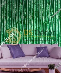 Giấy dán tường rừng tre xanh 3D159 sau sofa