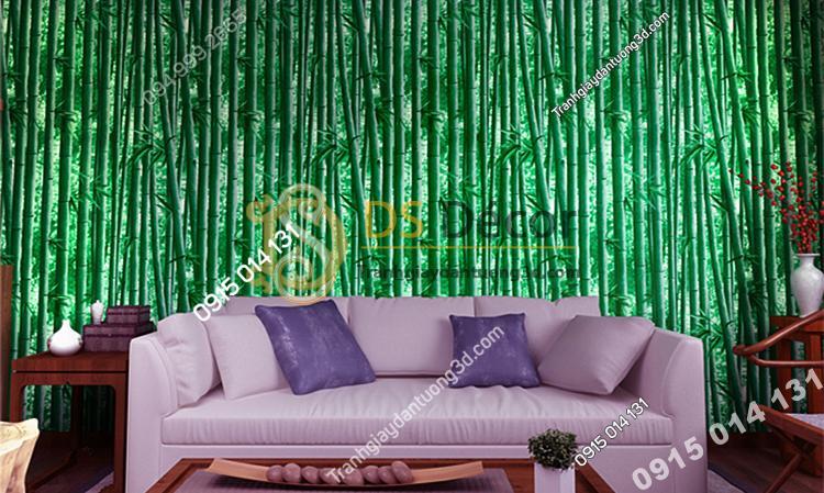 Giấy dán tường rừng tre xanh 3D159 sau sofa