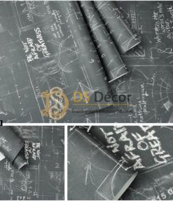Giấy dán tường họa tiết bảng đen phấn trắng 3D158 mẫu tối