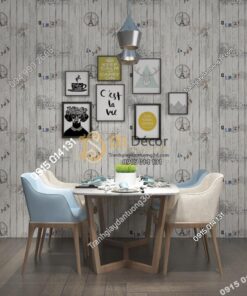 Giấy dán tường Hàn Quốc NATURAL giả gỗ 87004-1 xám dán phòng ăn