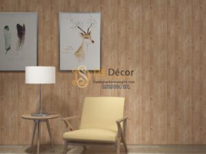 Giấy dán tường Hàn Quốc NATURAL giả gỗ 87005-5 tông nâu dán phòng khách