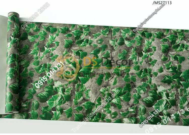 Bề mặt giấy dán tường 3D giả lá cây retro cho nhà hàng quán ăn nhanh 3D206-113