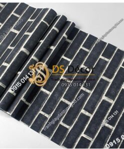 Bề mặt giấy dán tường giả gạch đen 3D191