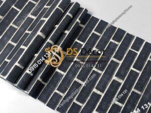 Bề mặt giấy dán tường giả gạch đen 3D191