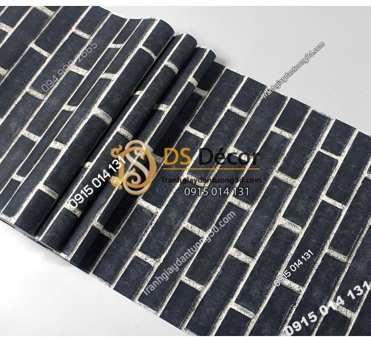 Bề mặt giấy dán tường giả gạch đen 3D191