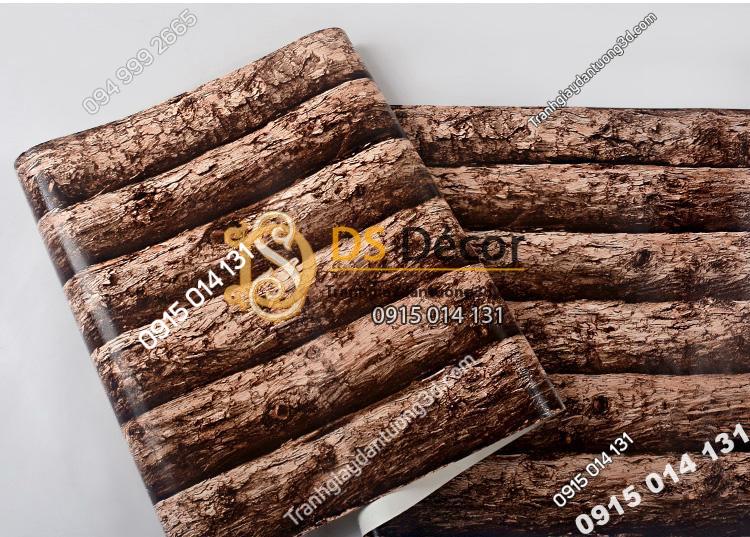 Bề mặt giấy dán tường giả thân gỗ nâu 3D198