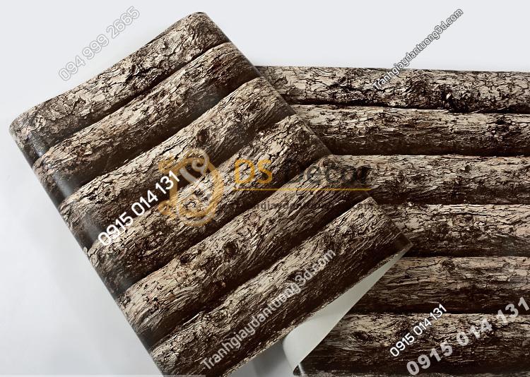 Bề mặt giấy dán tường giả thân gỗ đen 3D198