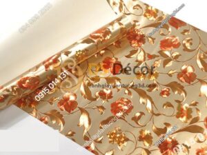 Bề mặt Giấy dán từng hoa ánh kim cho tiệm váy cưới 3D203 màu nâu nhạt 152