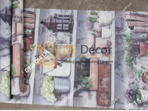 Bề mặt giấy dán tường họa tiết chậu hoa độc đáo 3D205