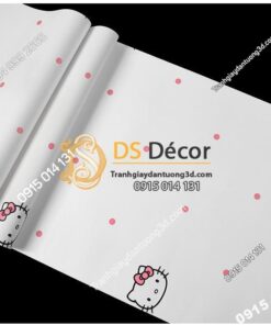 Bề mặt Giấy dán tường mèo hello kitty chấm bi 3D196