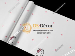 Bề mặt Giấy dán tường mèo hello kitty chấm bi 3D196