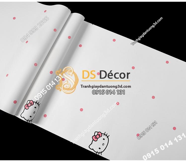 Bề mặt Giấy dán tường mèo hello kitty chấm bi 3D196