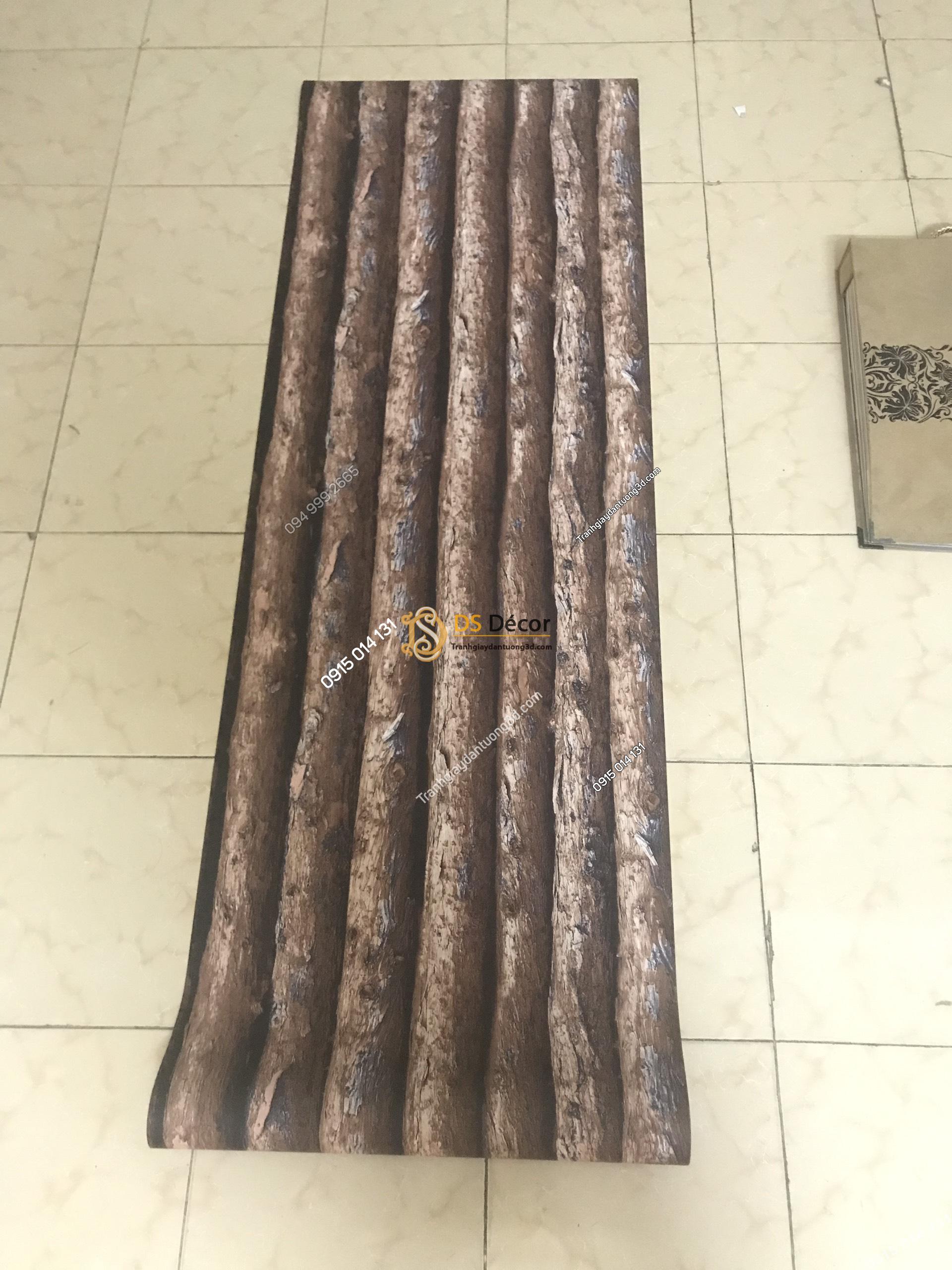 Bề mặt Giấy dán tường giả thân gỗ dọc nâu 3D198