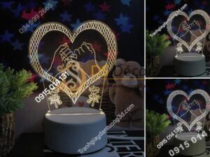 Đèn led 3d trang trí quà tặng độc đáo DTT11 - trái tim