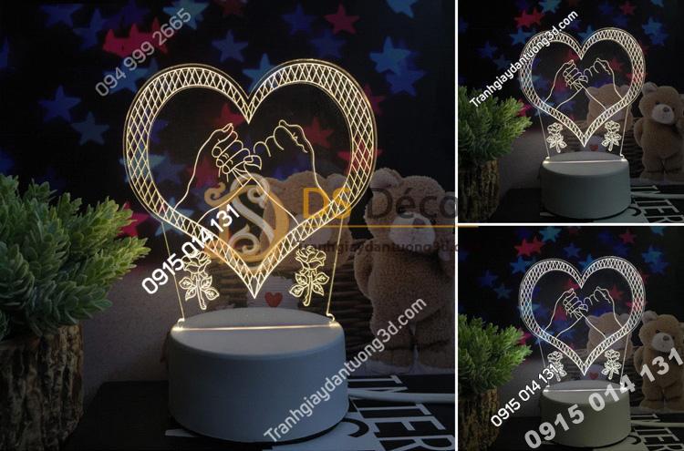 Đèn led 3d trang trí quà tặng độc đáo DTT11 - trái tim