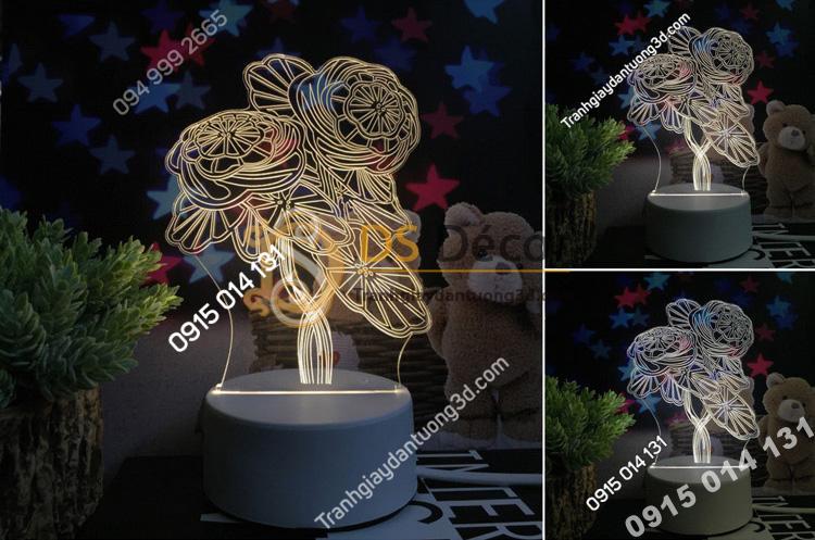Đèn led 3d trang trí quà tặng độc đáo DTT11 - hoa