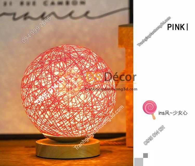 Đèn tròn cầu mây phát sáng 360 độ lãng mạn DPS2 hồng