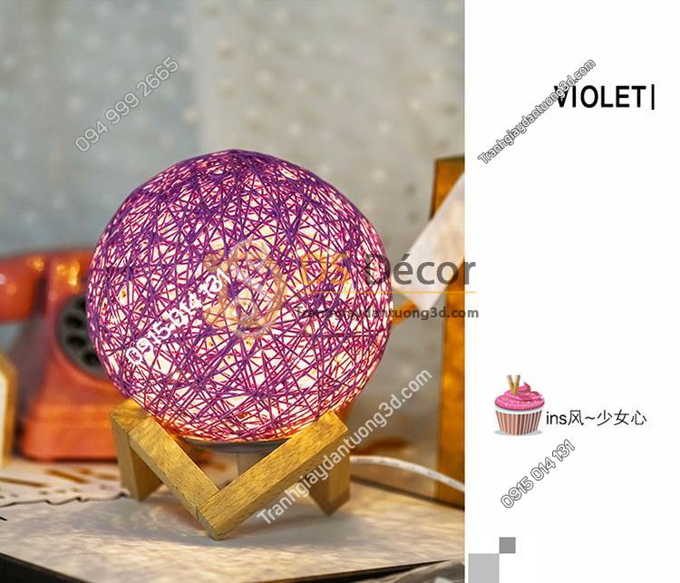 Đèn tròn cầu mây phát sáng 360 độ lãng mạn DPS2 tím