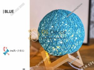 Đèn tròn cầu mây phát sáng 360 độ lãng mạn DPS2 xanh