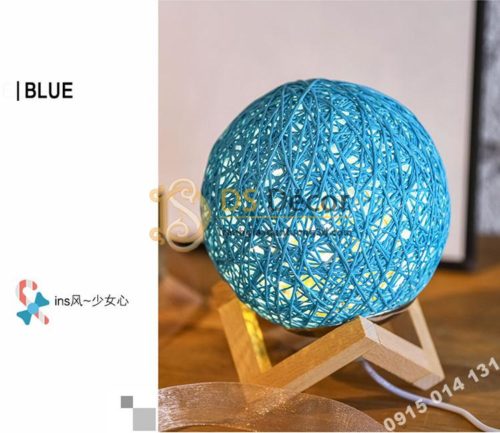 Đèn tròn cầu mây phát sáng 360 độ lãng mạn DPS2 xanh