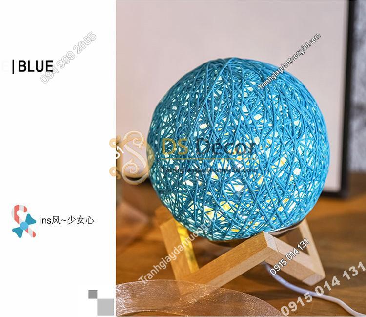 Đèn tròn cầu mây phát sáng 360 độ lãng mạn DPS2 xanh