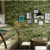 Giấy dán tường 3D giả lá cây retro cho nhà hàng quán ăn nhanh 3D206-111