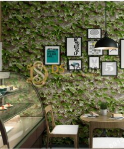 Giấy dán tường 3D giả lá cây retro cho nhà hàng quán ăn nhanh 3D206-111