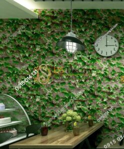 Giấy dán tường 3D giả lá cây retro cho nhà hàng quán ăn nhanh 3D206-112
