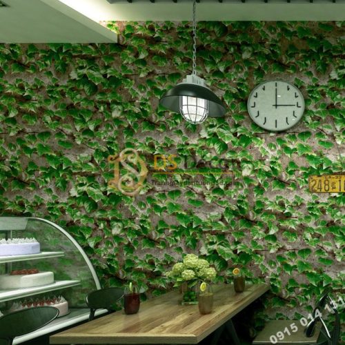 Giấy dán tường 3D giả lá cây retro cho nhà hàng quán ăn nhanh 3D206-112