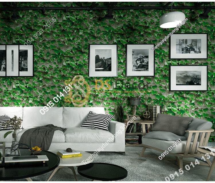 Giấy dán tường 3D giả lá cây retro cho nhà hàng quán ăn nhanh 3D206-113