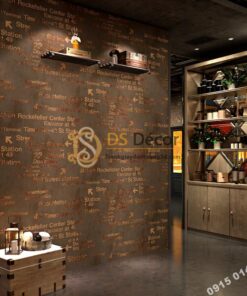 Giấy dán tường chữ cái Phong cách retro 3D207 màu nâu