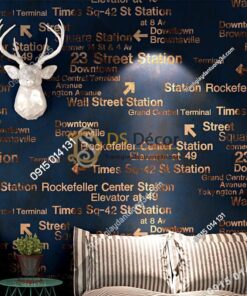 Giấy dán tường chữ cái Phong cách retro 3D207 màu tím